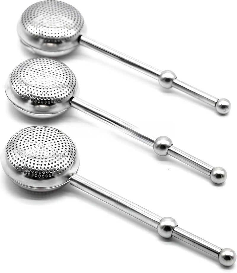 Multiâ€‘Purpose Herb Separator - Practical design with fine steel mesh and spring handle for easy control, filters herbs and spices accurately, bright silver finish fits any kitchen style. (piece-3)